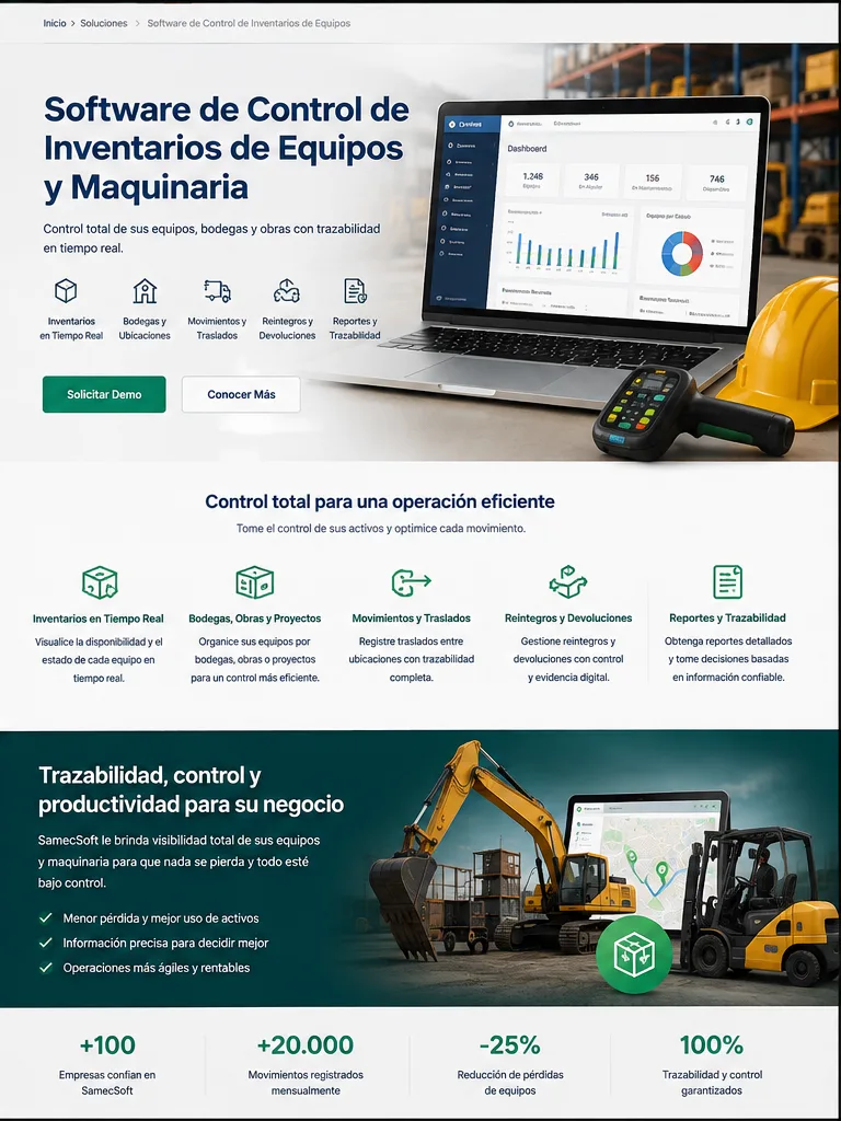 Software de gestión de equipos y maquinaria para construcción | SamecSoft